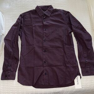 Z Zegna Men's Checkered Shirt in Deep Burgundy